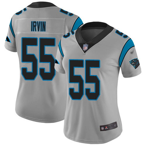 Carolina Panthers Limited Silver Women Bruce Irvin Jersey NFL Football #55 Inverted Legend